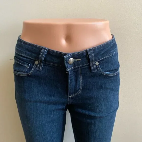 PAIGE Skyline Flare Stretch Low - Rise Jeans in Dark Wash, size 26 - Picture 8 of 14